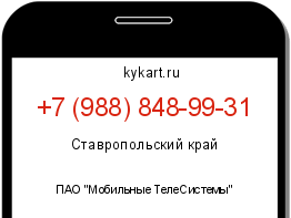 Информация о номере телефона +7 (988) 848-99-31: регион, оператор
