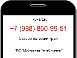 Информация о номере телефона +7 (988) 860-99-51: регион, оператор