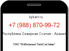 Информация о номере телефона +7 (988) 870-99-72: регион, оператор