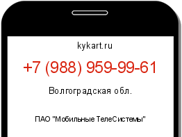 Информация о номере телефона +7 (988) 959-99-61: регион, оператор