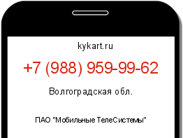 Информация о номере телефона +7 (988) 959-99-62: регион, оператор