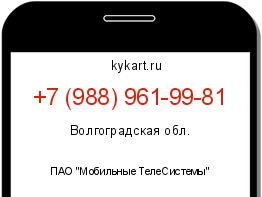 Информация о номере телефона +7 (988) 961-99-81: регион, оператор