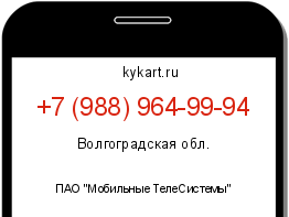 Информация о номере телефона +7 (988) 964-99-94: регион, оператор