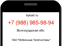 Информация о номере телефона +7 (988) 985-98-94: регион, оператор