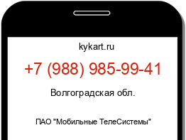 Информация о номере телефона +7 (988) 985-99-41: регион, оператор