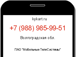 Информация о номере телефона +7 (988) 985-99-51: регион, оператор