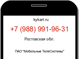 Информация о номере телефона +7 (988) 991-96-31: регион, оператор