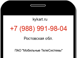 Информация о номере телефона +7 (988) 991-98-04: регион, оператор