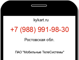 Информация о номере телефона +7 (988) 991-98-30: регион, оператор