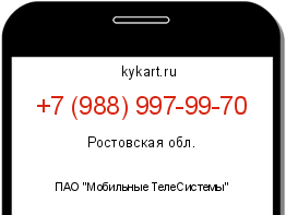 Информация о номере телефона +7 (988) 997-99-70: регион, оператор