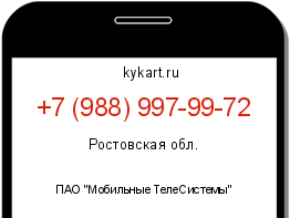Информация о номере телефона +7 (988) 997-99-72: регион, оператор