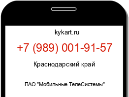 Информация о номере телефона +7 (989) 001-91-57: регион, оператор