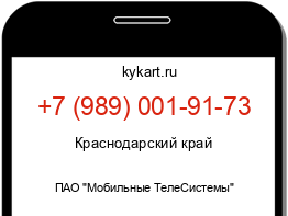 Информация о номере телефона +7 (989) 001-91-73: регион, оператор