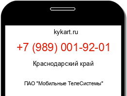 Информация о номере телефона +7 (989) 001-92-01: регион, оператор