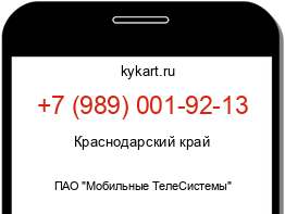 Информация о номере телефона +7 (989) 001-92-13: регион, оператор