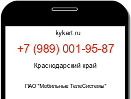 Информация о номере телефона +7 (989) 001-95-87: регион, оператор