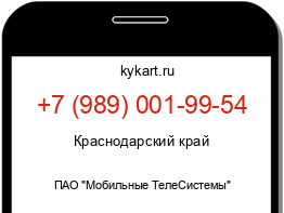 Информация о номере телефона +7 (989) 001-99-54: регион, оператор