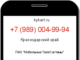 Информация о номере телефона +7 (989) 004-99-94: регион, оператор