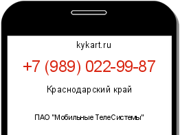 Информация о номере телефона +7 (989) 022-99-87: регион, оператор