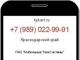 Информация о номере телефона +7 (989) 022-99-91: регион, оператор