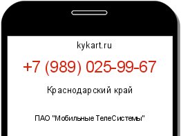 Информация о номере телефона +7 (989) 025-99-67: регион, оператор