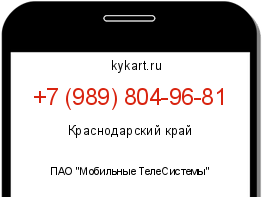 Информация о номере телефона +7 (989) 804-96-81: регион, оператор