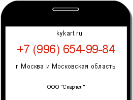Информация о номере телефона +7 (996) 654-99-84: регион, оператор