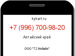 Информация о номере телефона +7 (996) 700-98-20: регион, оператор