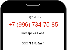 Информация о номере телефона +7 (996) 734-75-85: регион, оператор