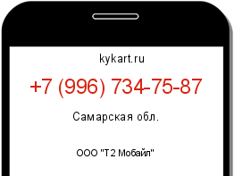 Информация о номере телефона +7 (996) 734-75-87: регион, оператор