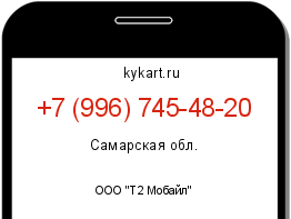 Информация о номере телефона +7 (996) 745-48-20: регион, оператор