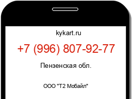 Информация о номере телефона +7 (996) 807-92-77: регион, оператор