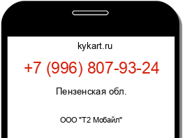 Информация о номере телефона +7 (996) 807-93-24: регион, оператор