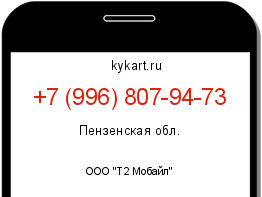 Информация о номере телефона +7 (996) 807-94-73: регион, оператор