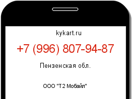 Информация о номере телефона +7 (996) 807-94-87: регион, оператор