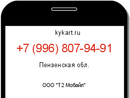 Информация о номере телефона +7 (996) 807-94-91: регион, оператор
