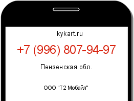 Информация о номере телефона +7 (996) 807-94-97: регион, оператор
