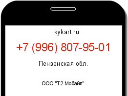 Информация о номере телефона +7 (996) 807-95-01: регион, оператор
