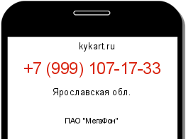 Информация о номере телефона +7 (999) 107-17-33: регион, оператор