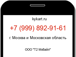 Информация о номере телефона +7 (999) 892-91-61: регион, оператор