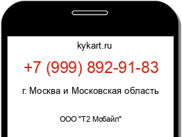 Информация о номере телефона +7 (999) 892-91-83: регион, оператор