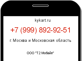 Информация о номере телефона +7 (999) 892-92-51: регион, оператор