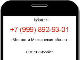 Информация о номере телефона +7 (999) 892-93-01: регион, оператор