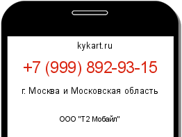 Информация о номере телефона +7 (999) 892-93-15: регион, оператор