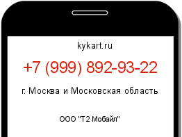 Информация о номере телефона +7 (999) 892-93-22: регион, оператор
