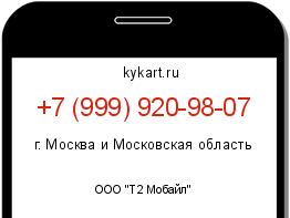 Информация о номере телефона +7 (999) 920-98-07: регион, оператор