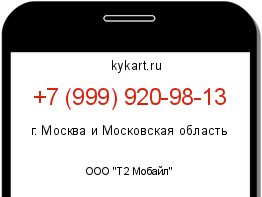 Информация о номере телефона +7 (999) 920-98-13: регион, оператор