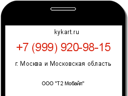 Информация о номере телефона +7 (999) 920-98-15: регион, оператор