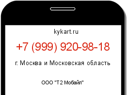 Информация о номере телефона +7 (999) 920-98-18: регион, оператор