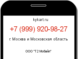 Информация о номере телефона +7 (999) 920-98-27: регион, оператор